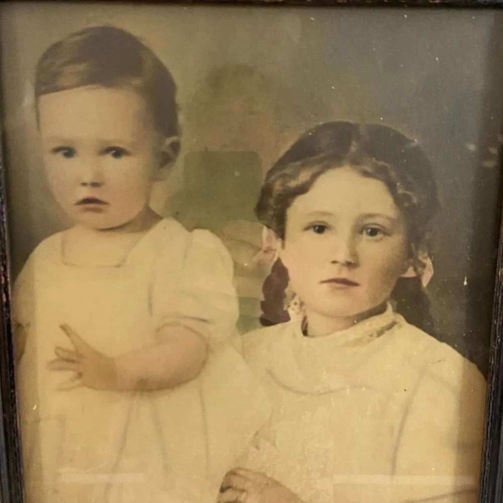 Antique Portrait 2 Girls Baby Photo 1895s - 1900s